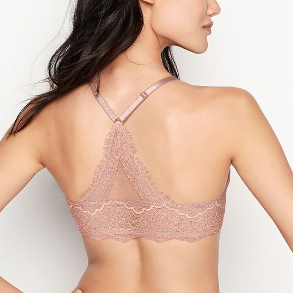 Victoria's Secret Lightly Lined Demi Bra Racer Back Lace Bra in Evening Blush - Picture 1 of 3